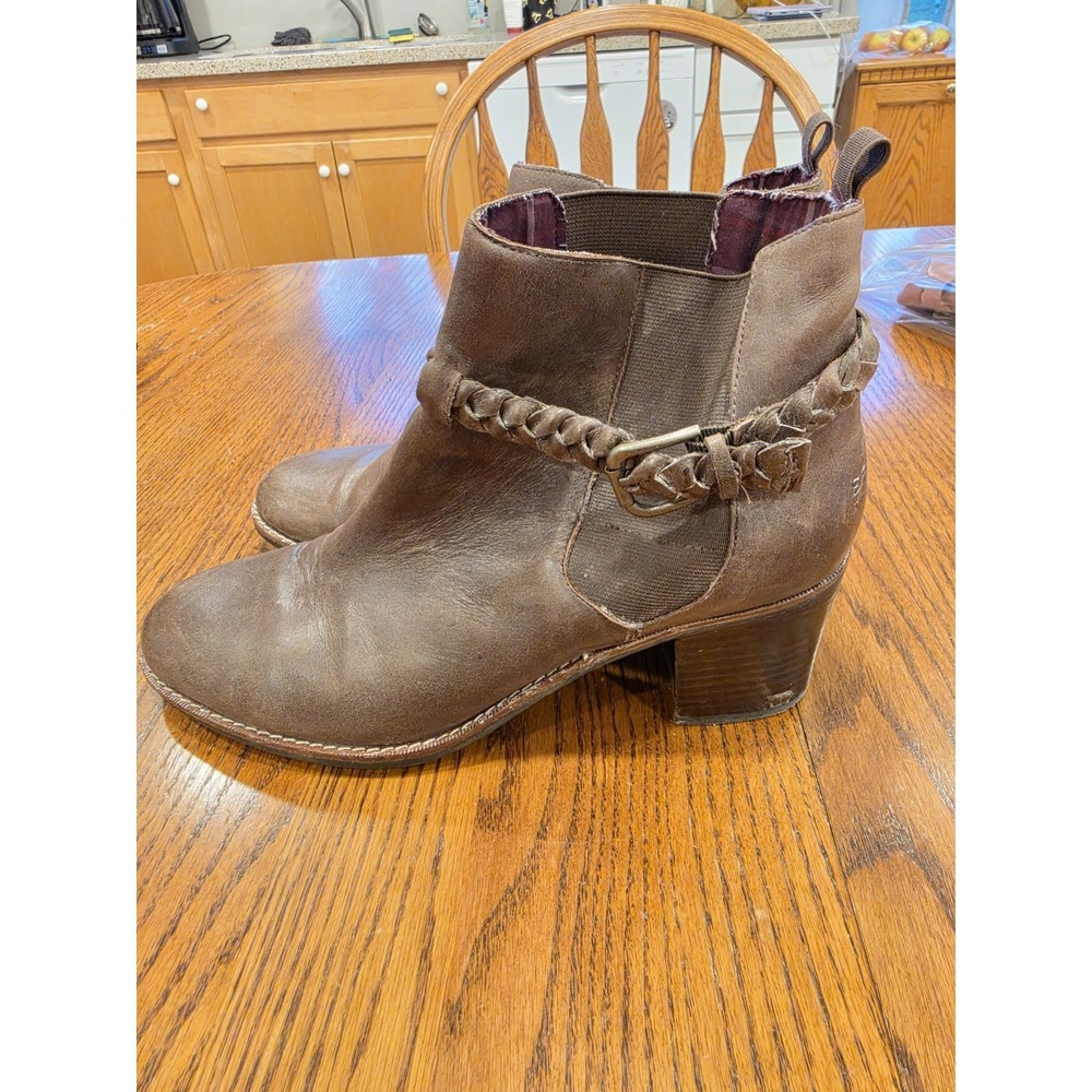 Sperry Womens Brown Leather Strap Wedge Ankle Boots Size 12 Western Boho Cowgirl